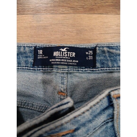 Hollister 90sJeans Womens Distressed Embroided High Rise Dad‎ Jean Stretch Denim - Picture 4 of 12
